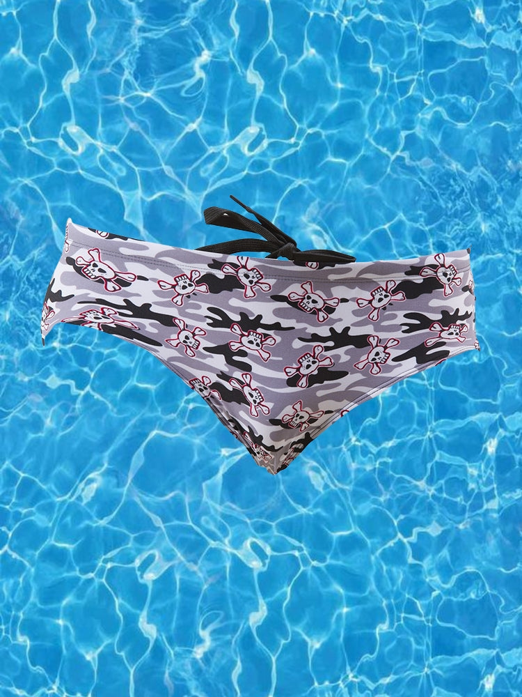 Men's Seamless Comfort Low-Rise Fashionable Graphic Swim Briefs | dmunderwear