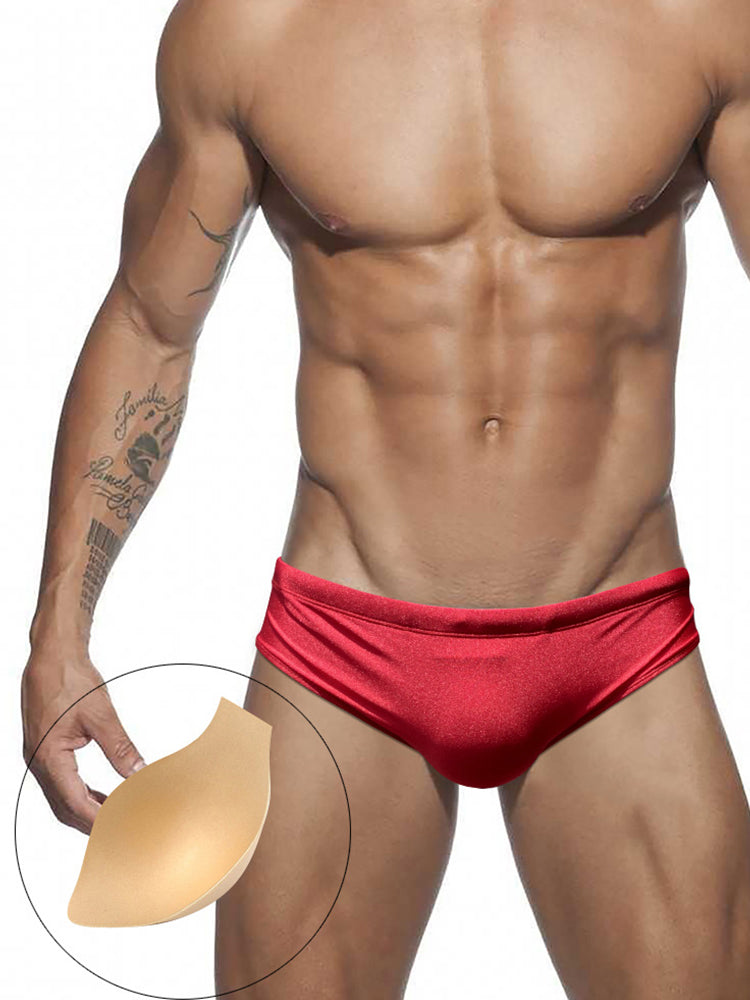 Men's Seamless Comfort Solid Color Shiny Swim Briefs | dmunderwear variant image