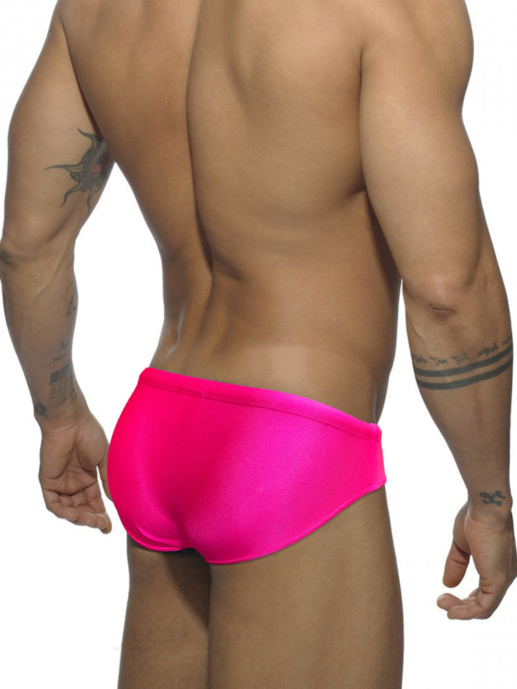 Men's Seamless Comfort Solid Color Shiny Swim Briefs | dmunderwear detail image 5