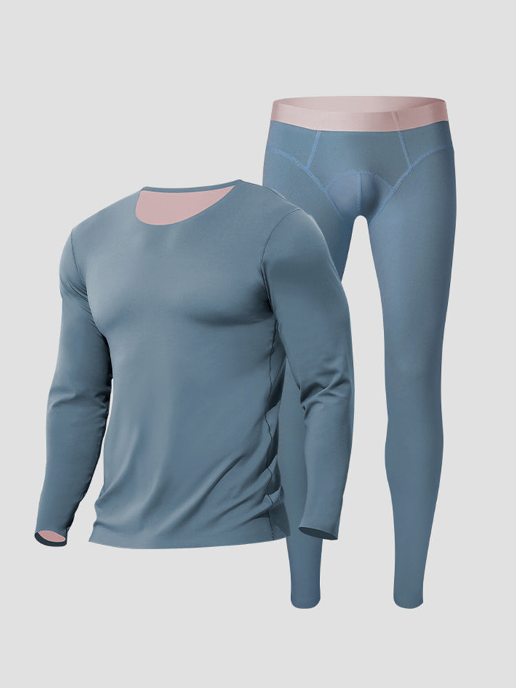 Men's Seamless Double-sided Round Neck Thermal Underwear Set | dmunderwear variant image