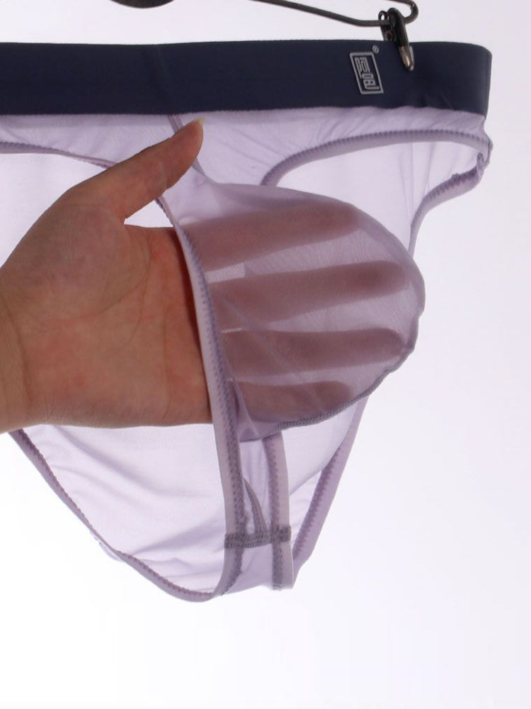 Men's Ultra Thin Ice Silk See-through Briefs | dmunderwear detail image 7