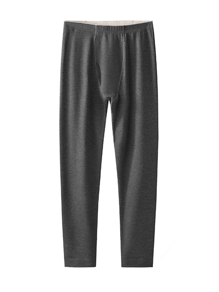 Men's Solid Color Double-Layer Bamboo Fiber Thermal Bottoms | dmunderwear detail image 8
