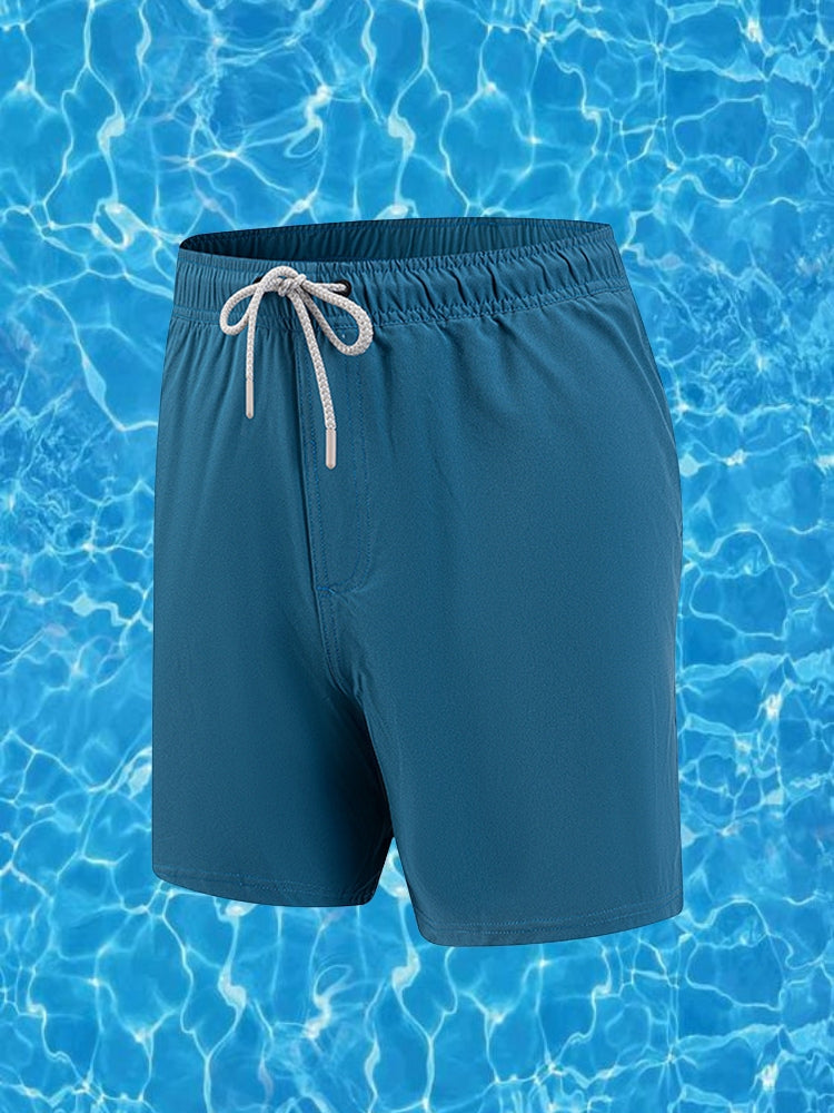 Men's Solid Quick-Dry Built-in Breathable Mesh Liner Travel-Friendly Sporty Board Shorts | dmunderwear detail image 1
