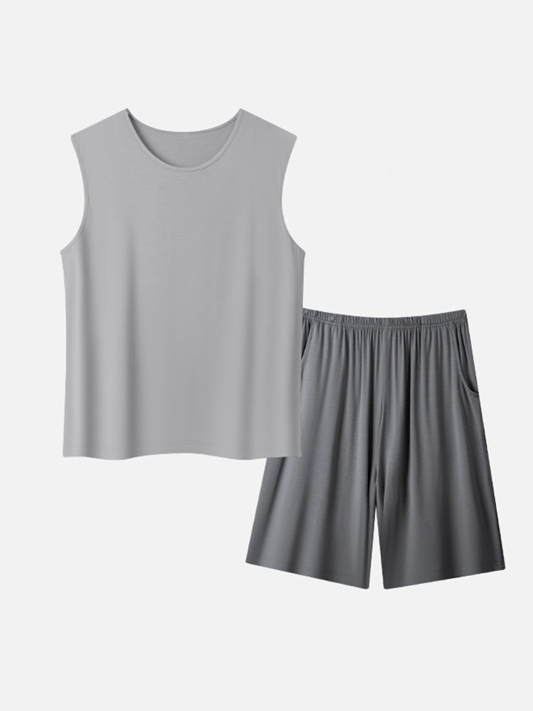 Men's Summer Modal Ice Silk Home Wear Pajama Set | dmunderwear variant image