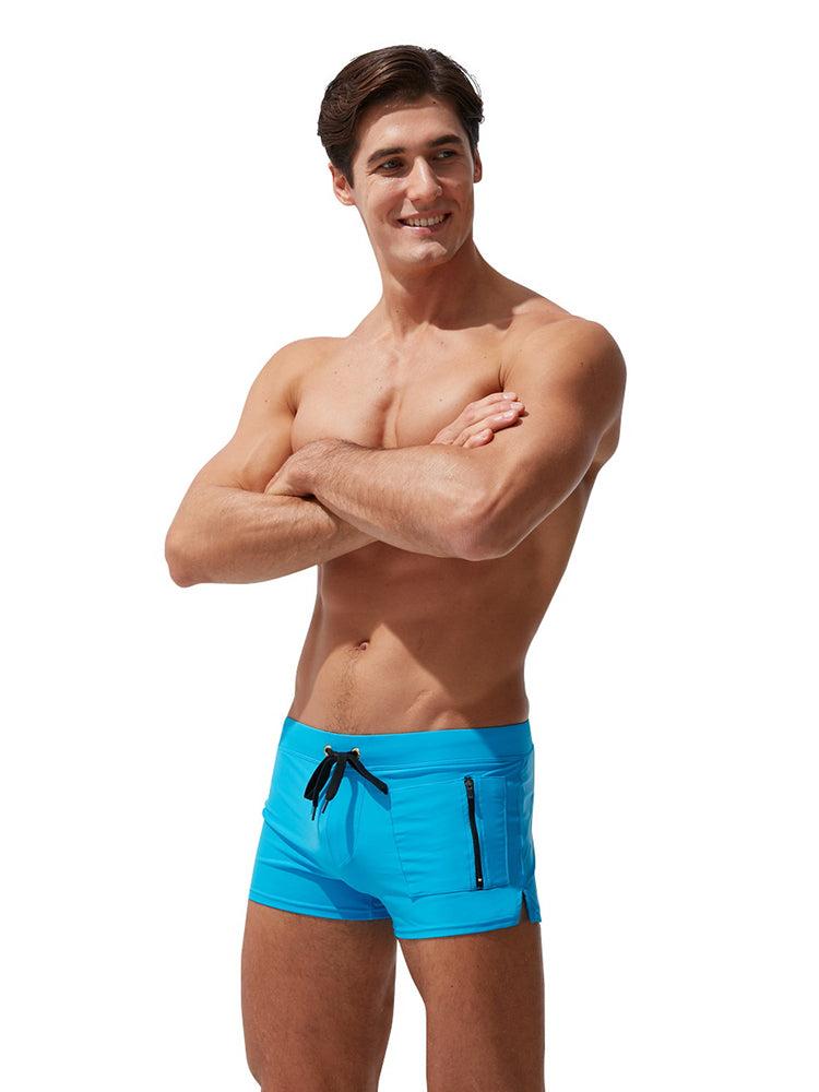 Men's Zippered Pocket Design Moisture-Wicking Swim Shorts & Trunks | dmunderwear detail image 1