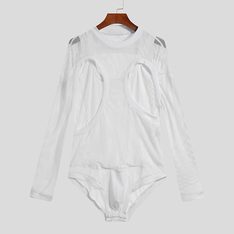 Mesh Long Sleeve Elegant Singlet | dmunderwear variant image