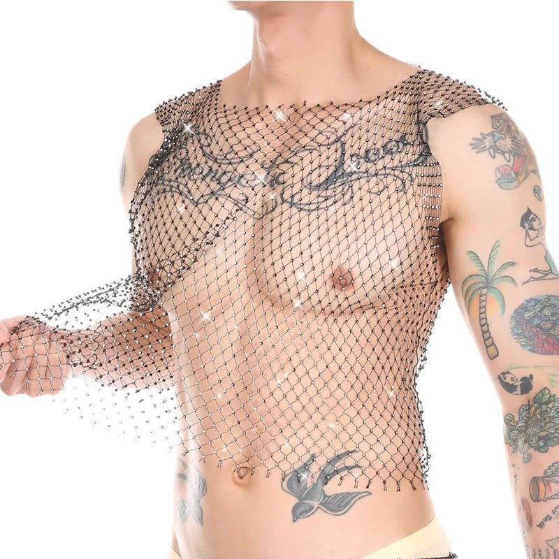 Metallic Glitter Fishnet Tank top | dmunderwear variant image