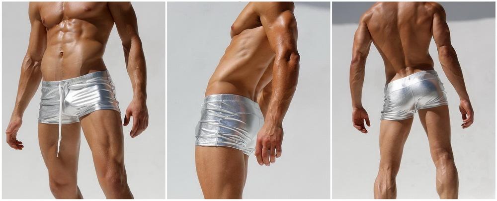 Metallic Square Cut Swim Trunks | dmunderwear detail image 11