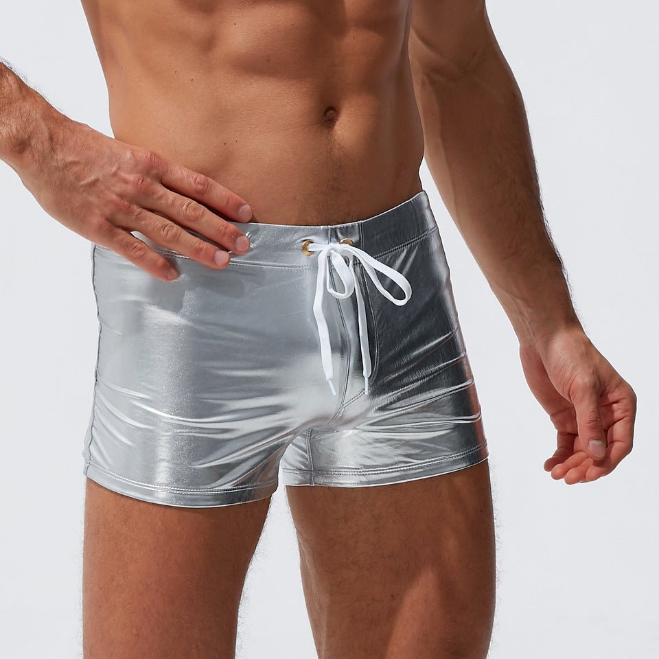 Metallic Square Cut Swim Trunks | dmunderwear detail image 6