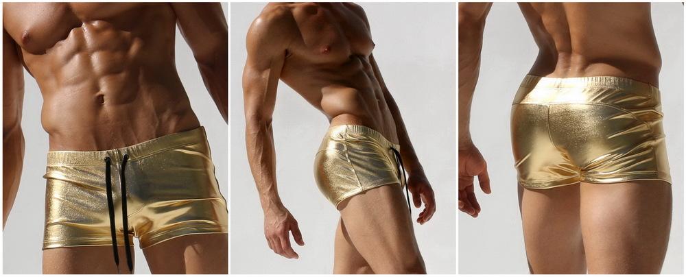 Metallic Square Cut Swim Trunks | dmunderwear detail image 7
