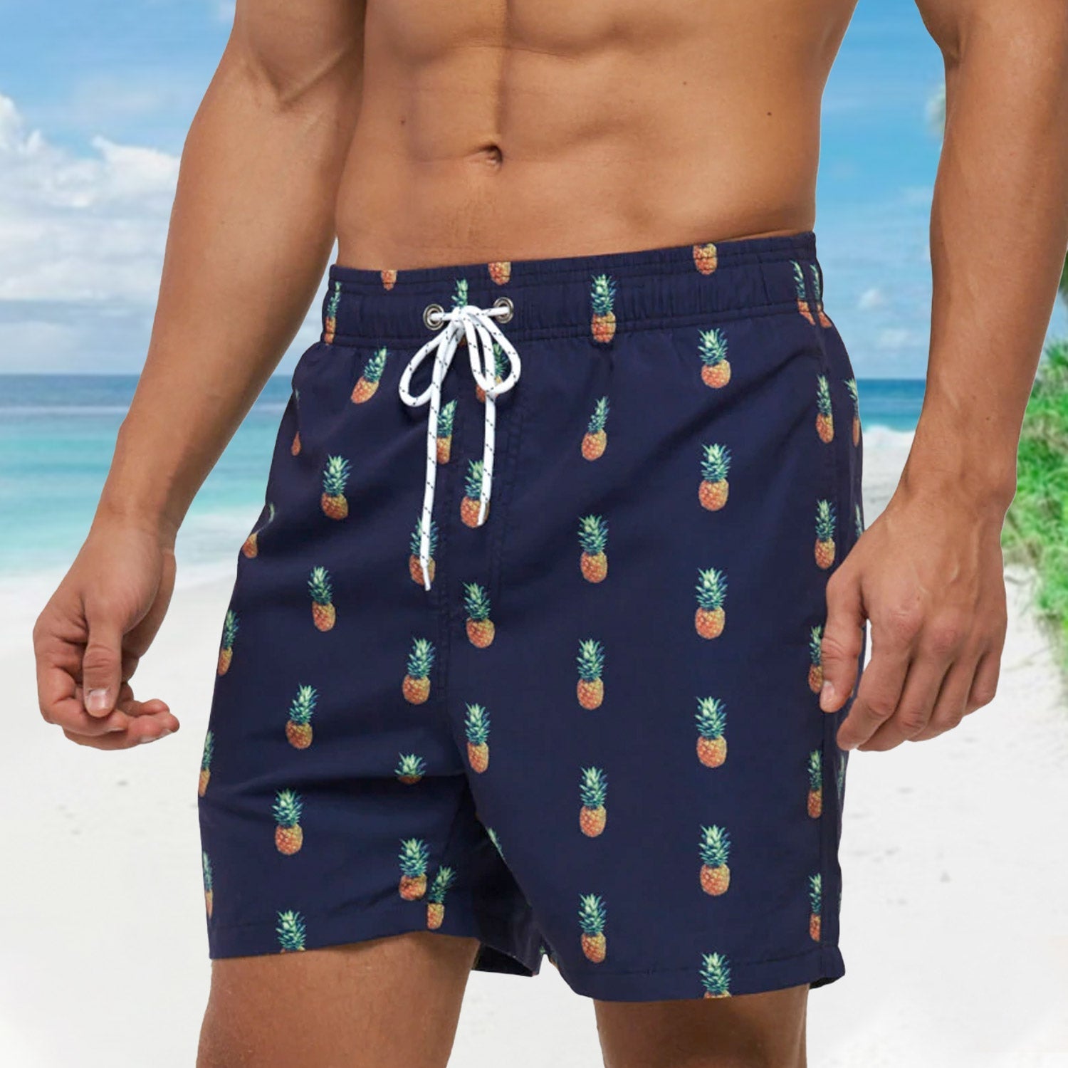 Navy Pineapple Board Shorts | dmunderwear detail image 3