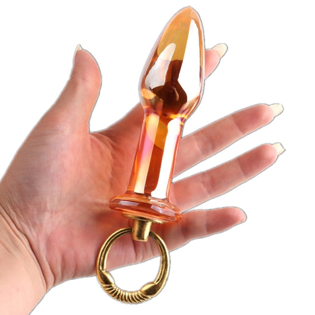 Orange Glass Butt Plug | dmunderwear detail image 6