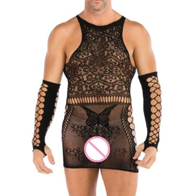 Own Your Sissy Fishnet Lingerie For Men | dmunderwear detail image 17
