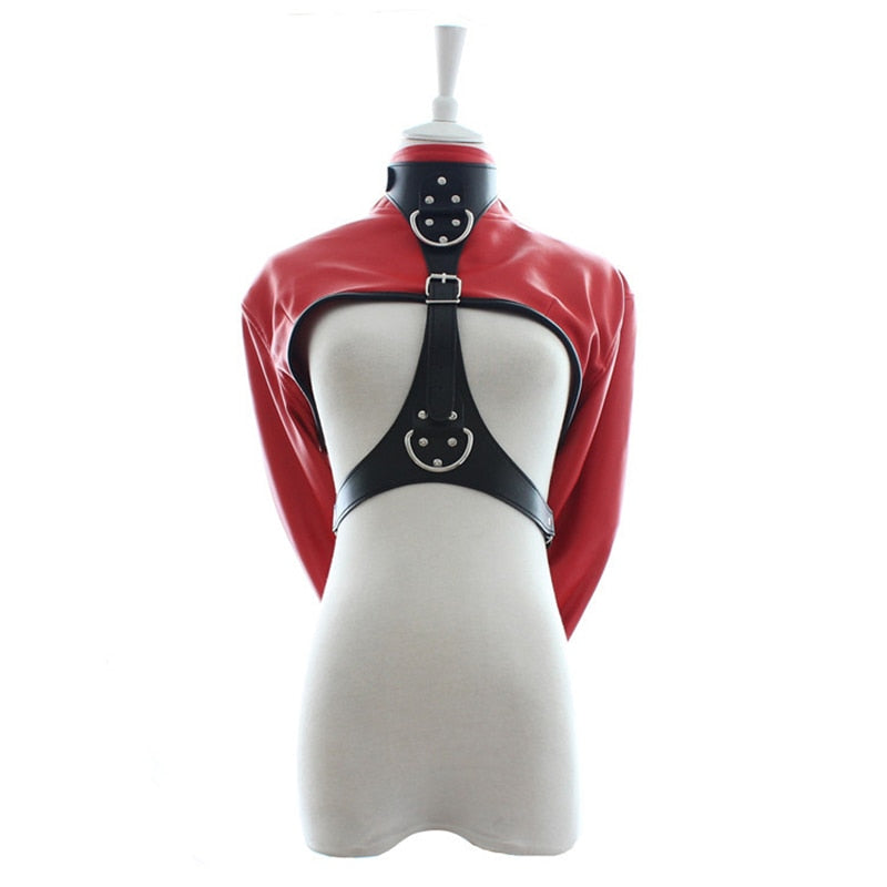 Passionate Submission Leather Collar and Restraint Jacket Bondage Set | dmunderwear detail image 1