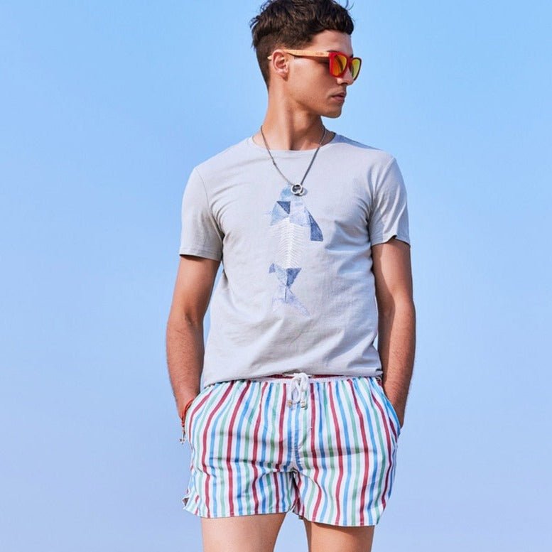 Pastel Candy Striped Board Shorts | dmunderwear detail image 2