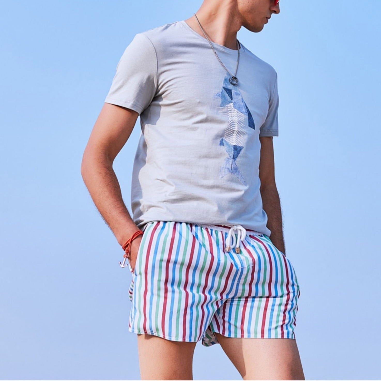 Pastel Candy Striped Board Shorts | dmunderwear detail image 4