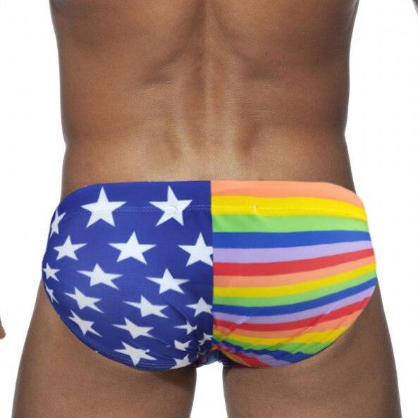 Patriotic Rainbow Swim Briefs | dmunderwear detail image 4