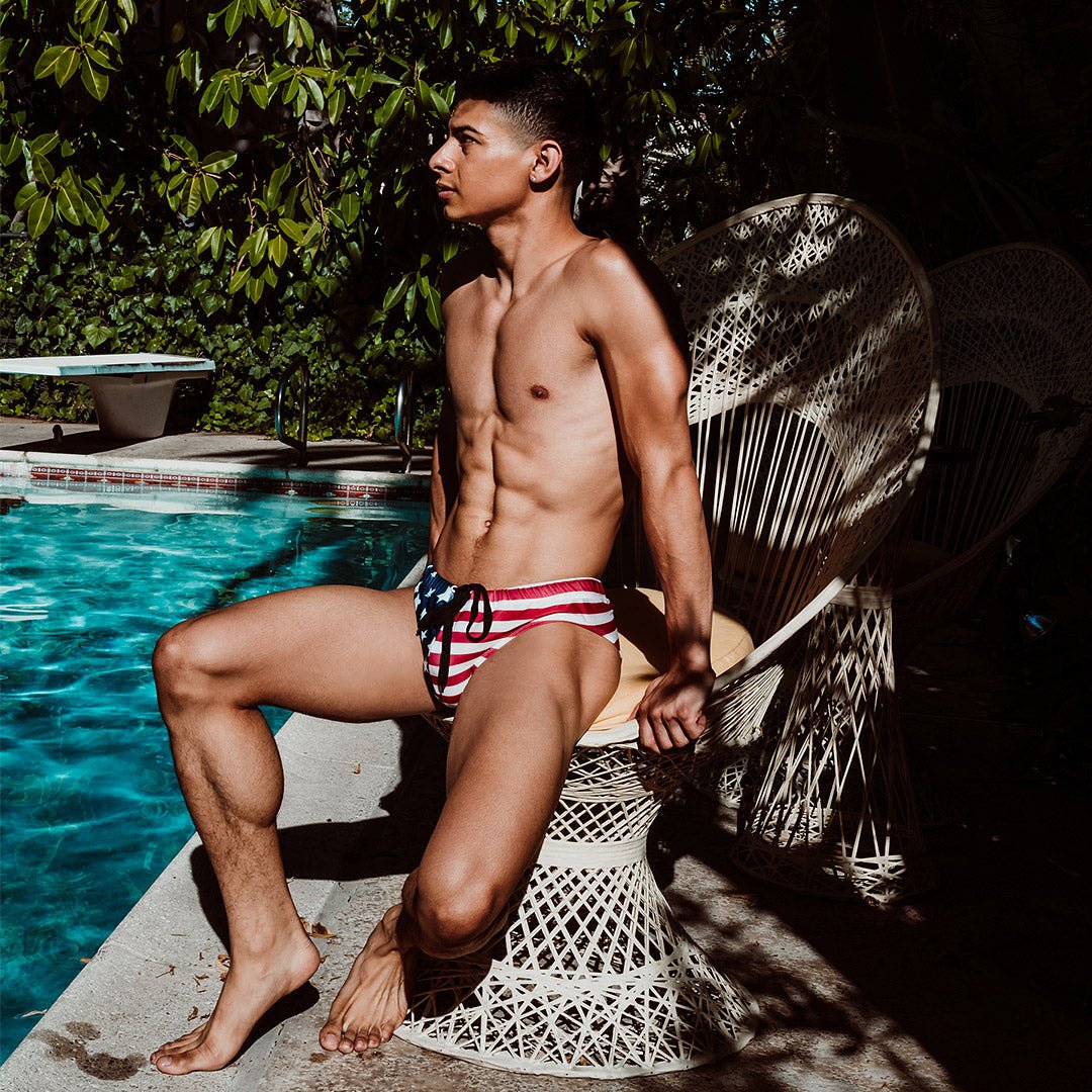 Patriotic Swim Briefs | dmunderwear detail image 3