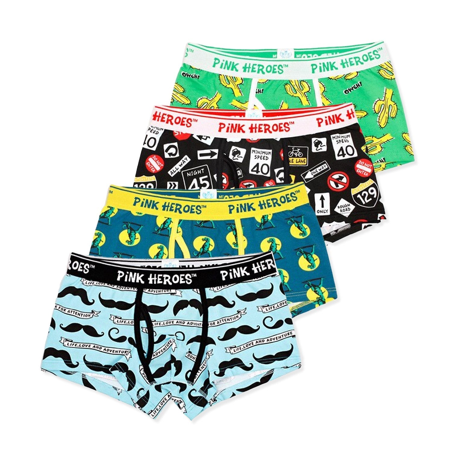 Pink Hero Infographic Boxers 4-Pack | dmunderwear