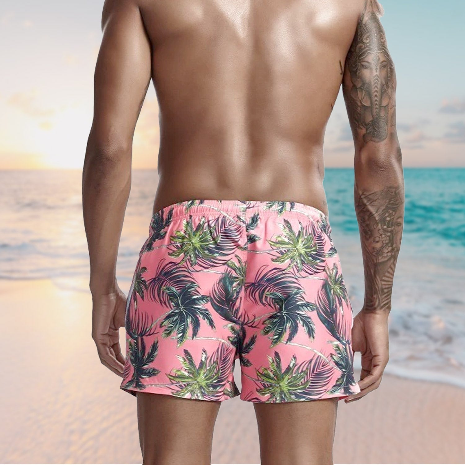 Pink Palm Trees Board Shorts | dmunderwear detail image 3