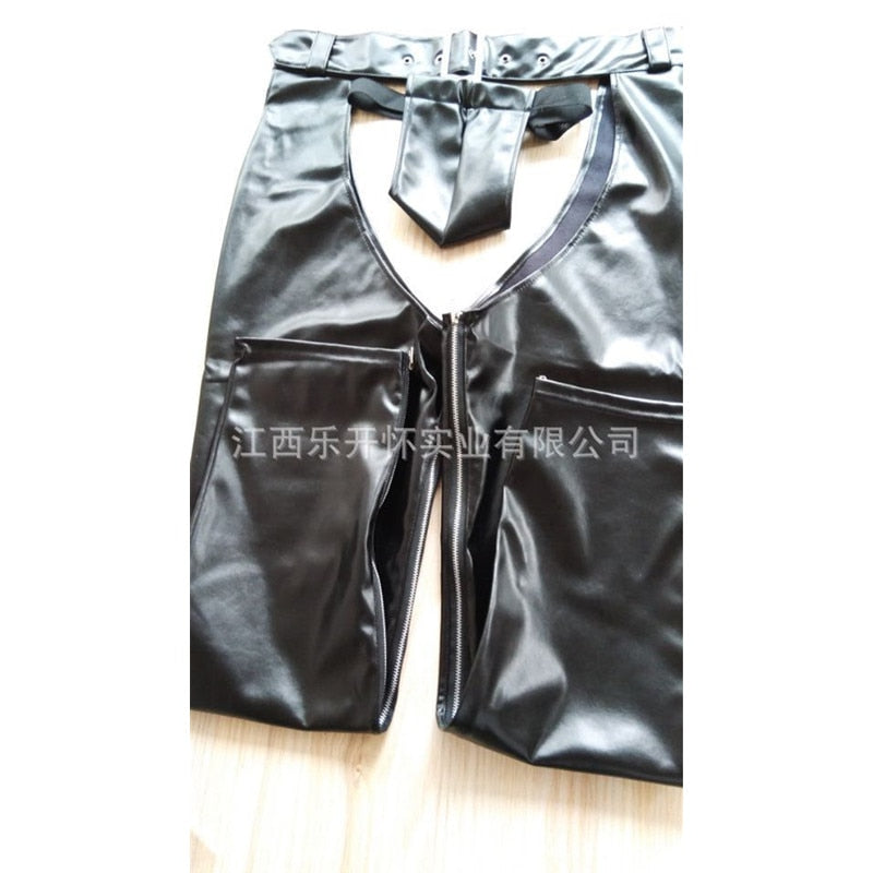 PU Leather Assless Chaps For Men | dmunderwear detail image 4