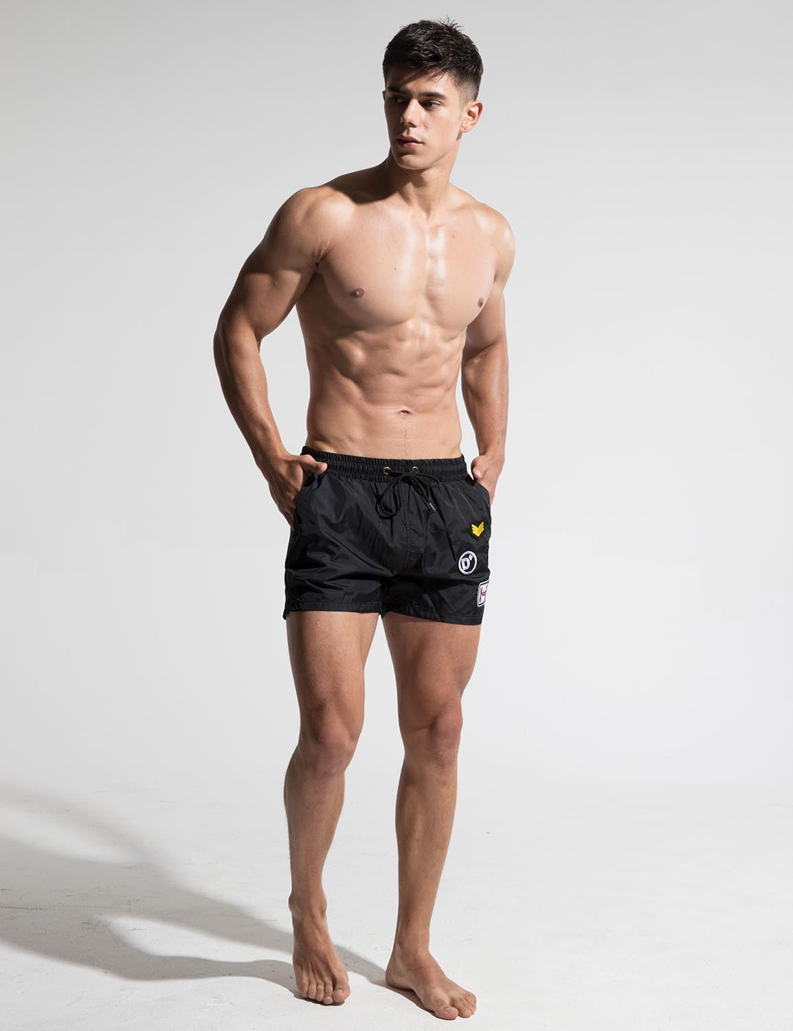Quick-Dry Sport Swim Beach Surf Badge Shorts S609 | dmunderwear detail image 11