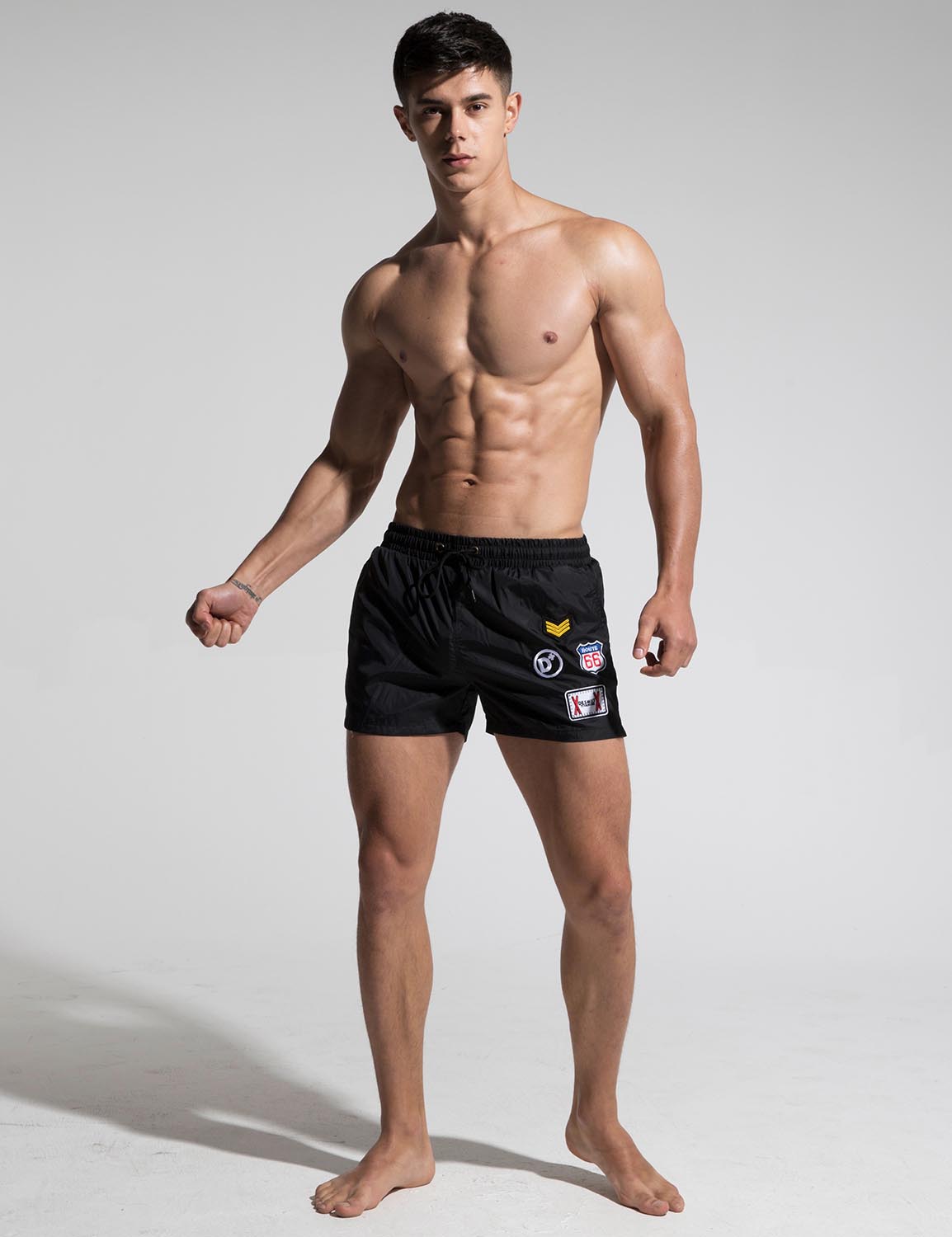 Quick-Dry Sport Swim Beach Surf Badge Shorts S609 | dmunderwear detail image 13
