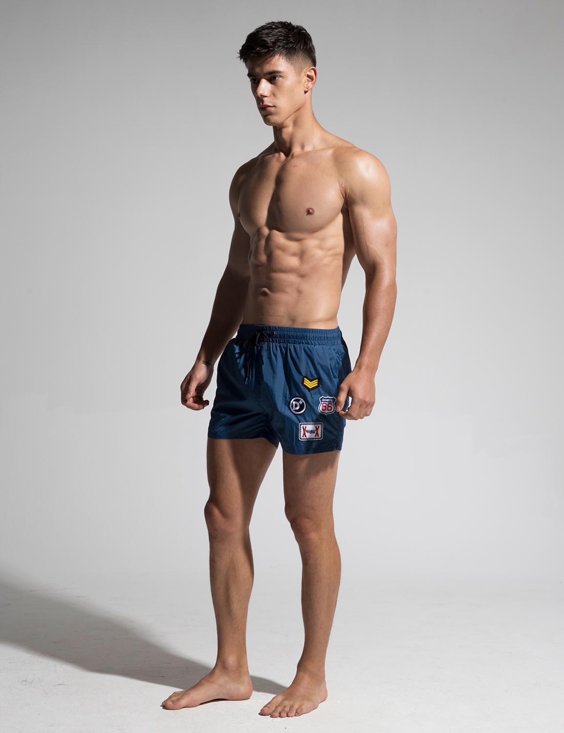 Quick-Dry Sport Swim Beach Surf Badge Shorts S609 | dmunderwear detail image 15