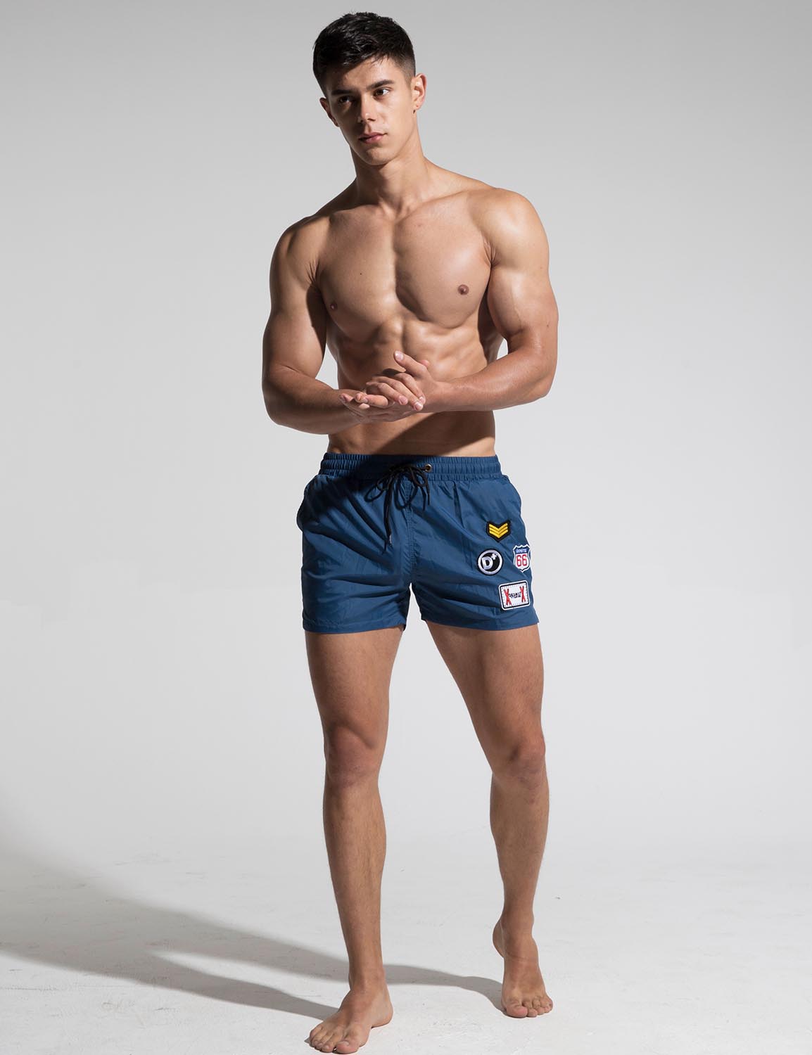Quick-Dry Sport Swim Beach Surf Badge Shorts S609 | dmunderwear detail image 4