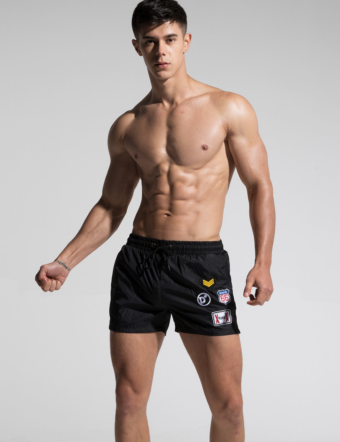 Quick-Dry Sport Swim Beach Surf Badge Shorts S609 | dmunderwear detail image 7