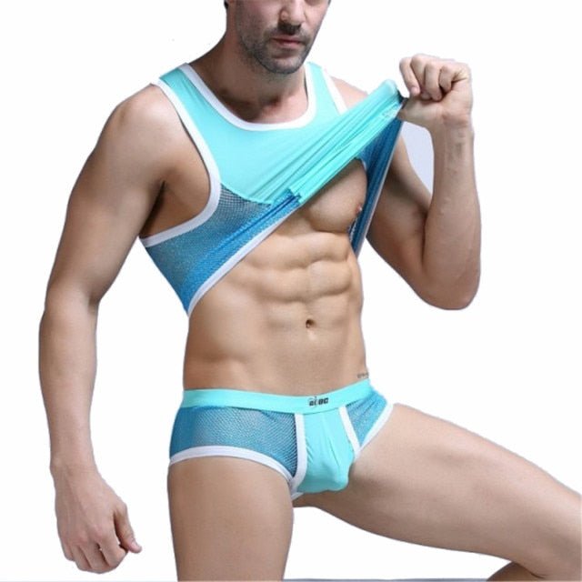 Racing Stripe Mesh Tanktop + Boxer Briefs | dmunderwear detail image 15