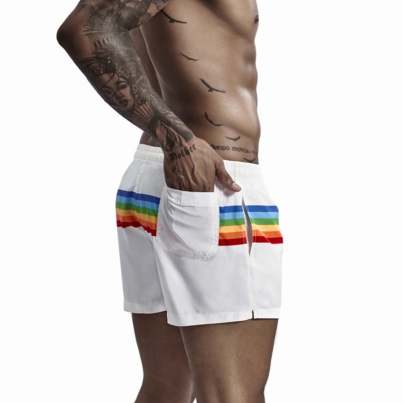 Rainbow Striped Board Shorts | dmunderwear detail image 3