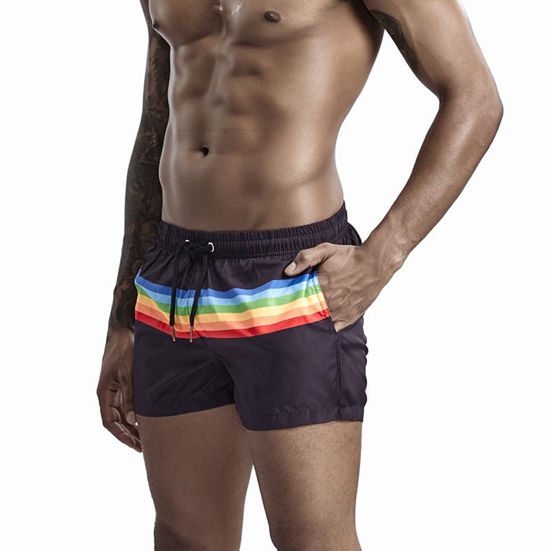 Rainbow Striped Board Shorts | dmunderwear detail image 7