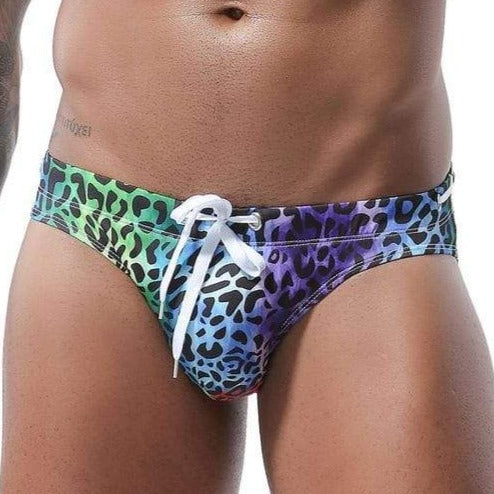 Rainbow Leopard Swim Briefs | dmunderwear
