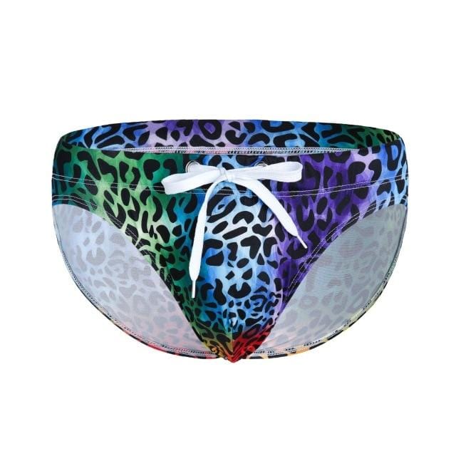 Rainbow Leopard Swim Briefs | dmunderwear variant image