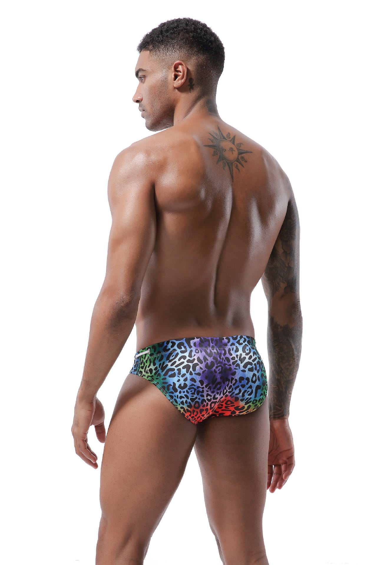 Rainbow Leopard Swim Briefs | dmunderwear detail image 5