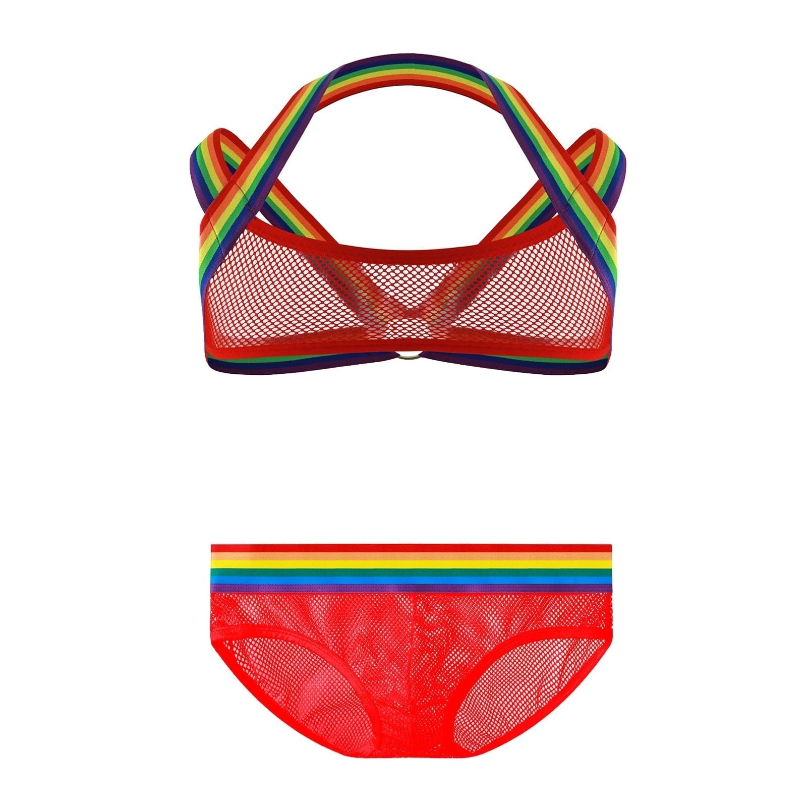 Rainbow Mesh Harness + Briefs | dmunderwear detail image 10