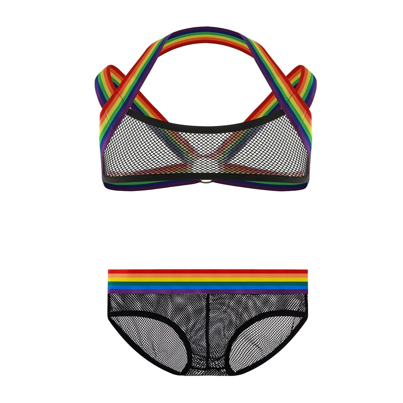 Rainbow Mesh Harness + Briefs | dmunderwear detail image 7
