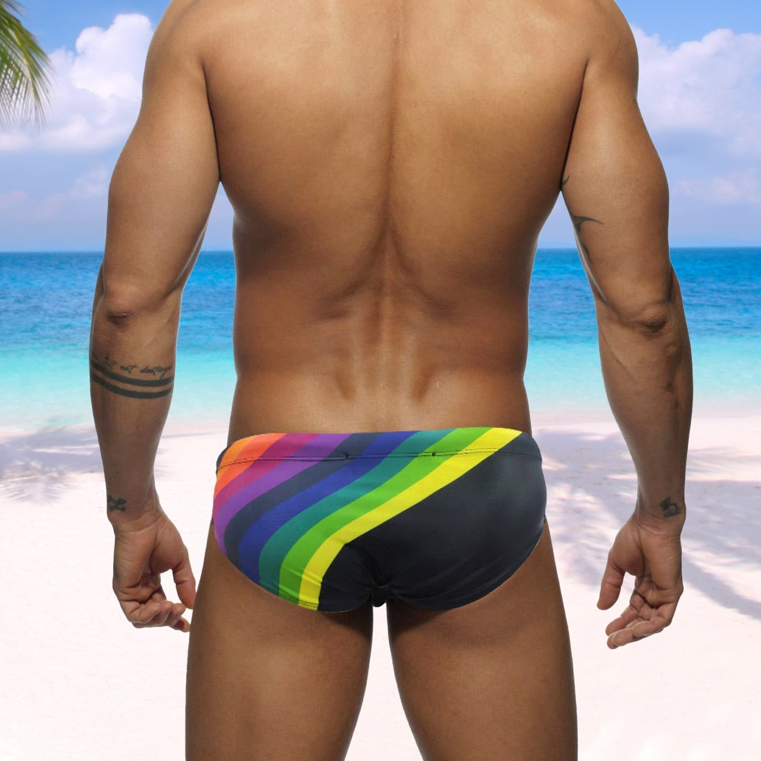 ORVLS Rainbow Sailor Swim Briefs | dmunderwear detail image 2