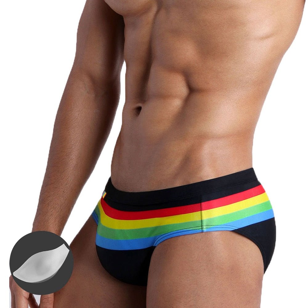 ORVLS Ringaround Rainbow Swim Briefs | dmunderwear detail image 12
