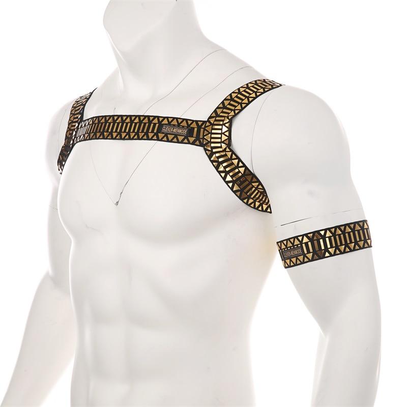 Roman Metallic Chest Harness + Armband | dmunderwear detail image 2