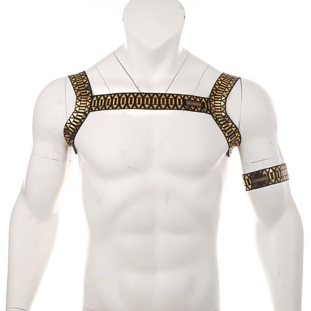 Roman Metallic Chest Harness + Armband | dmunderwear detail image 3