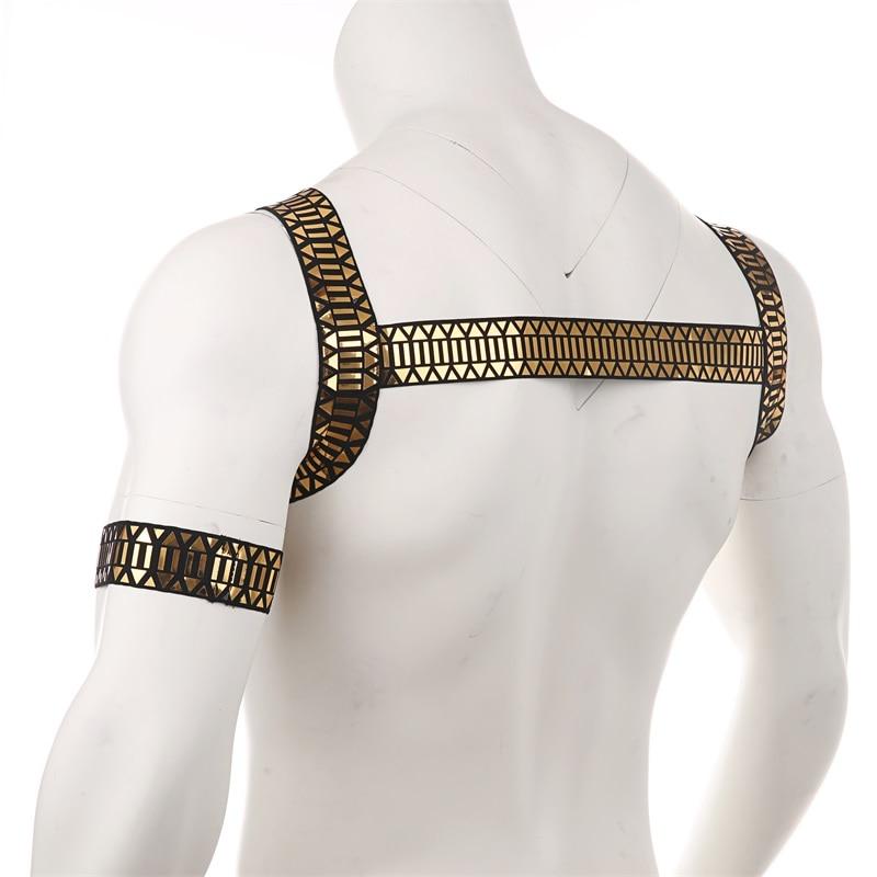 Roman Metallic Chest Harness + Armband | dmunderwear detail image 4