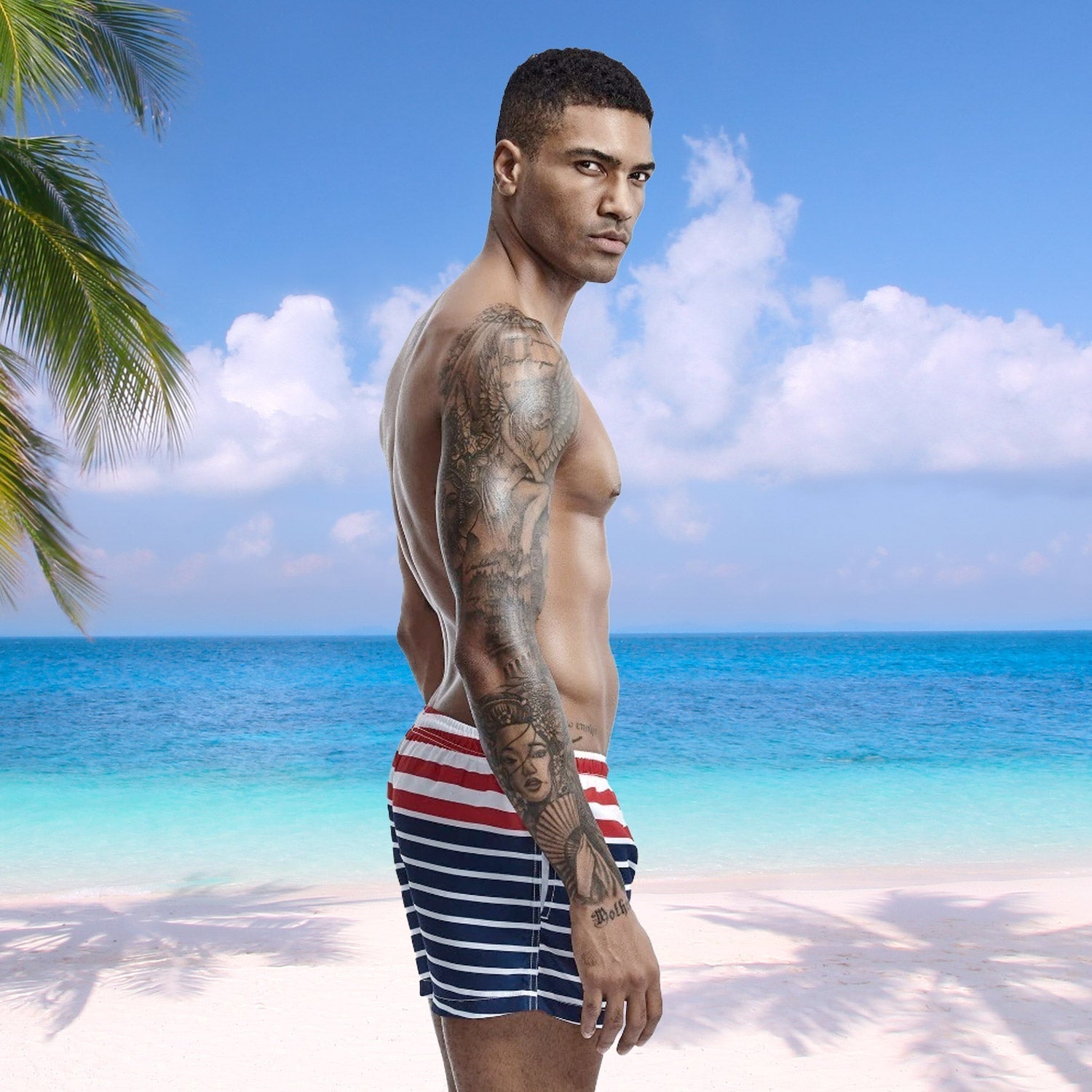 ORVLS Sailor Striped Board Shorts | dmunderwear detail image 3
