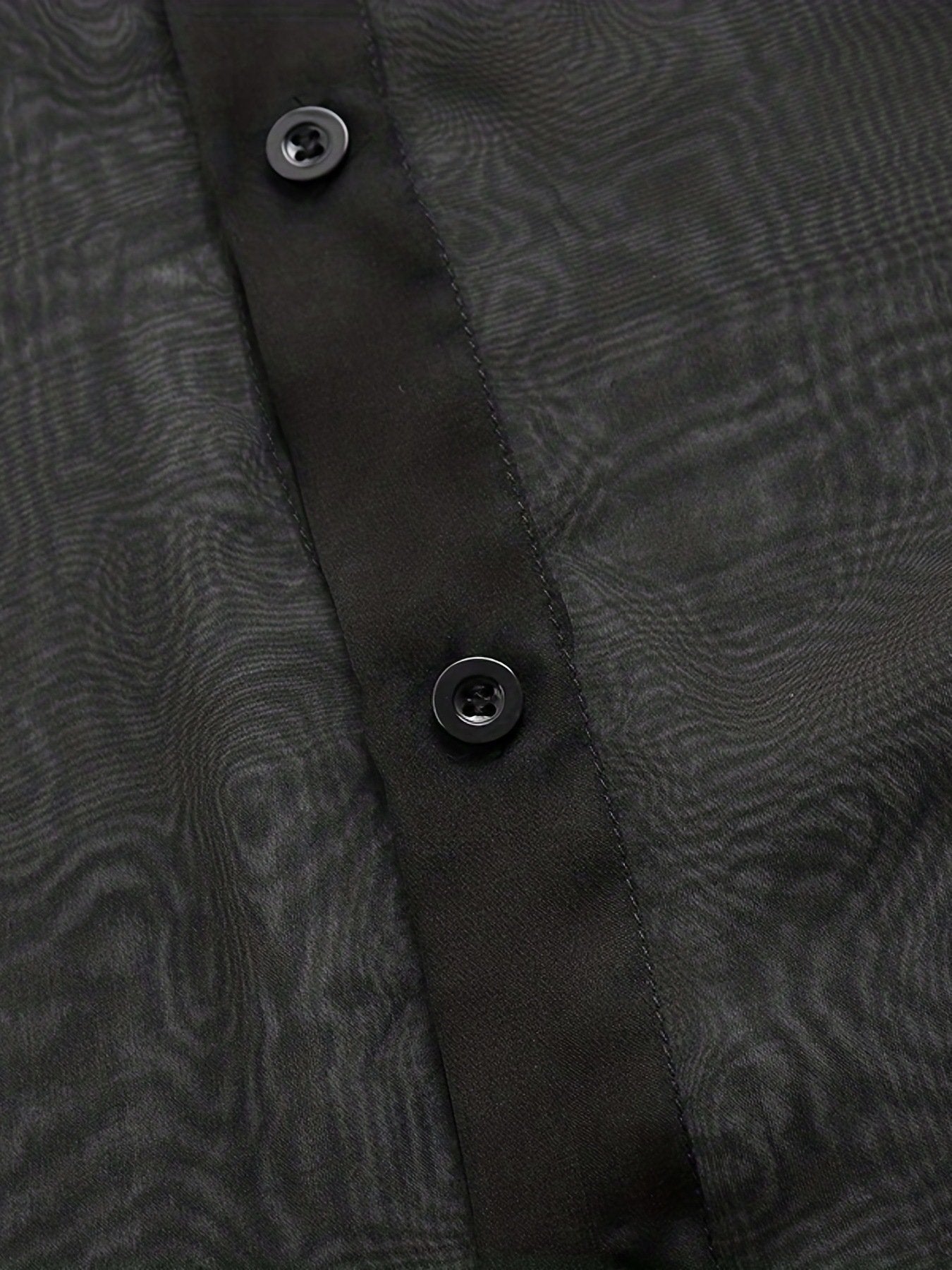 See through long sleeve button chiffon turnover collar top | dmunderwear detail image 4