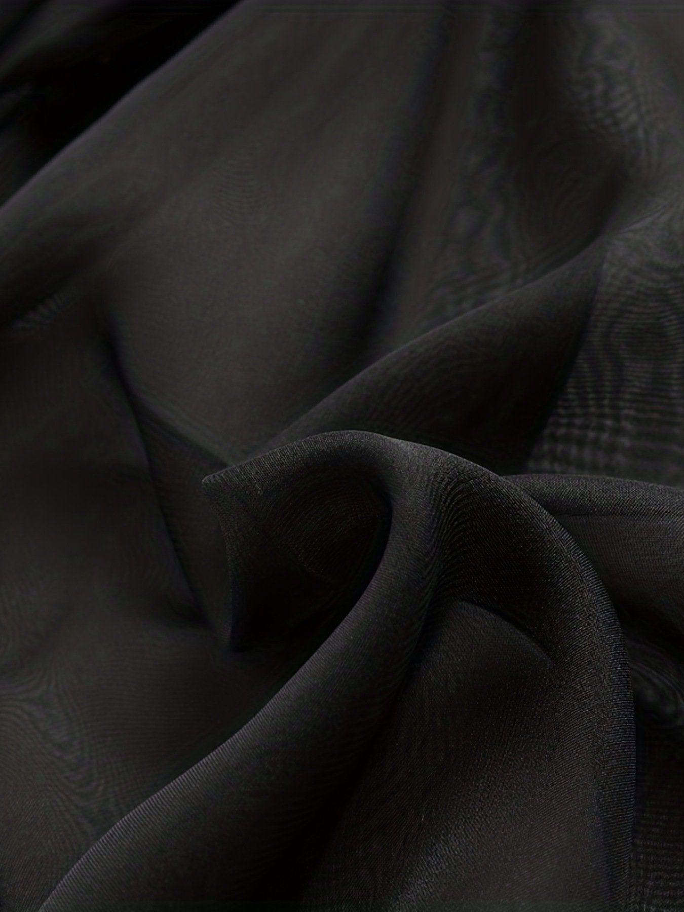 See through long sleeve button chiffon turnover collar top | dmunderwear detail image 6