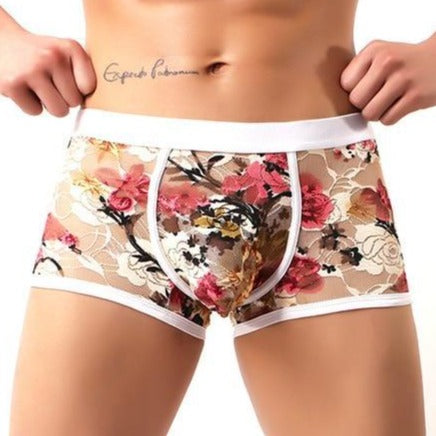 Sexy Floral Lace Underwear Boxer Briefs | dmunderwear detail image 3