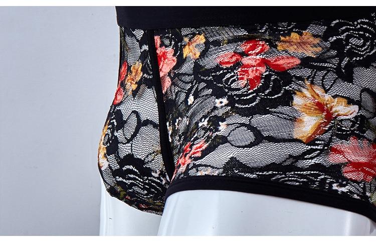 Sexy Floral Lace Underwear Boxer Briefs | dmunderwear detail image 8