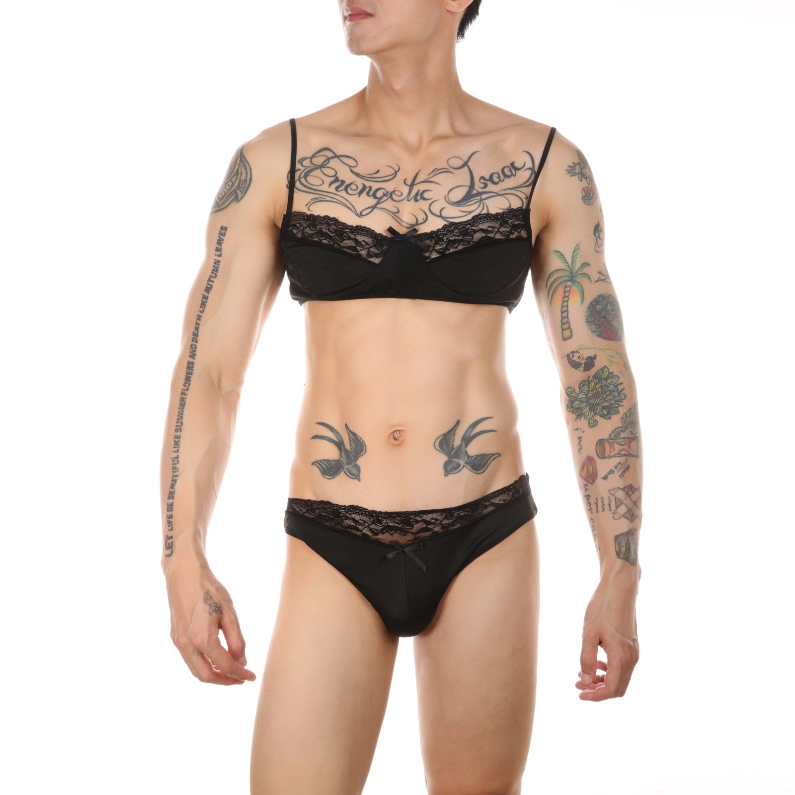 Sexy Men's Lace Trim Lingerie Set | dmunderwear detail image 5
