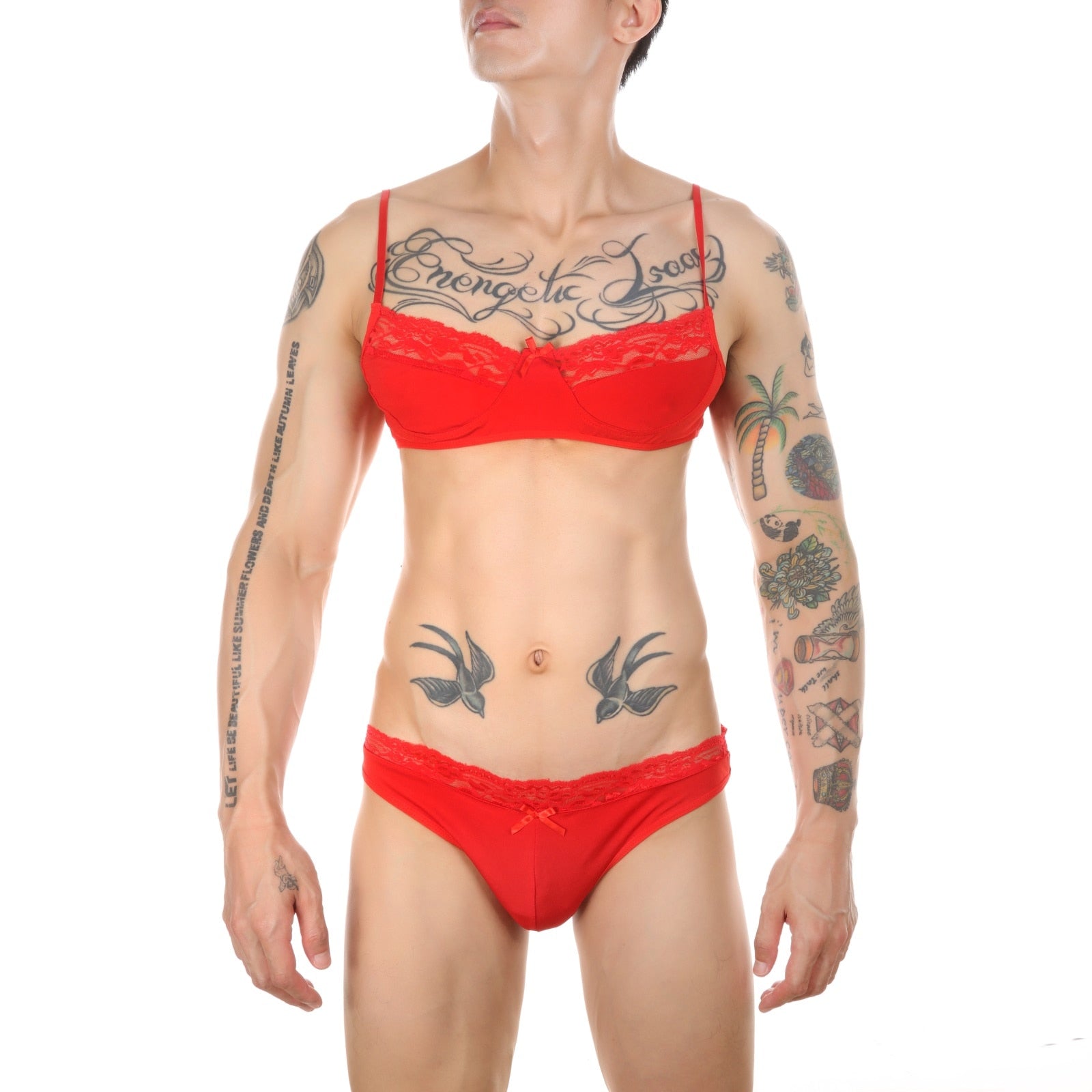 Sexy Men's Lace Trim Lingerie Set | dmunderwear detail image 6